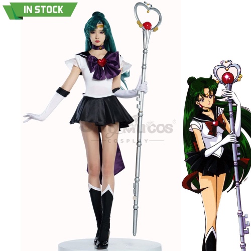 【In Stock】Anime Sailor Moon SuperS Cosplay Sailor Pluto Setsuna Meiou Battle Suit Cosplay Costume Premium Edition - M
