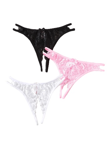 Milumia Women Sexy Underwear Bikini Pack Cheeky Naughty Lingerie Thong Panties Pack - Small - A 3 Pieces Black White Pink