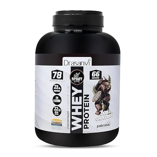 SPORT LIVE Concentrado de proteinas de suero de leche | Whey Protein en polvo con L-Glutamina y L-Leucina | Ayuda a aumentar tu masa muscular | Mejora tus batidos |Doble Chocolate | 2 KG - DOBLE CHOCOLATE - 2KG