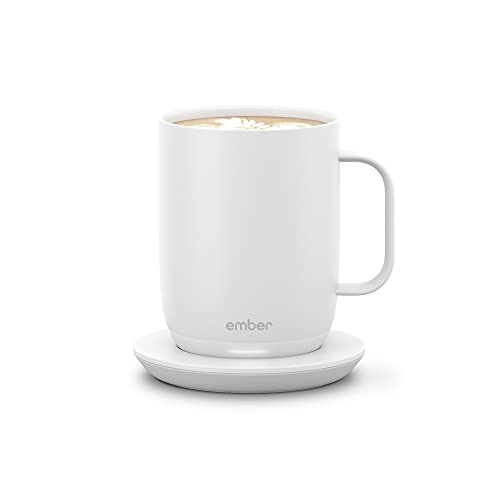 NEW Ember Temperature Control Smart Mug 2, 14 oz, White, 80 min. Battery Life - App Controlled Heated Coffee Mug - Improved Design - White