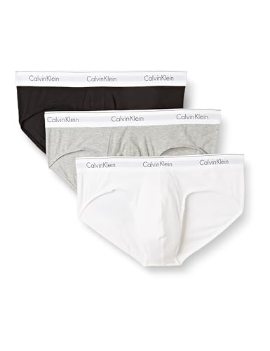 Calvin Klein Herren Hip Briefs (3er Pack) - L - Mehrfarbig (Black/ White/ Grey Heather)