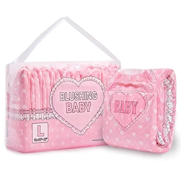 Littleforbig Printed Adult Brief Diapers 10 Pieces - Blushing Baby Pink(Large 36"-48")