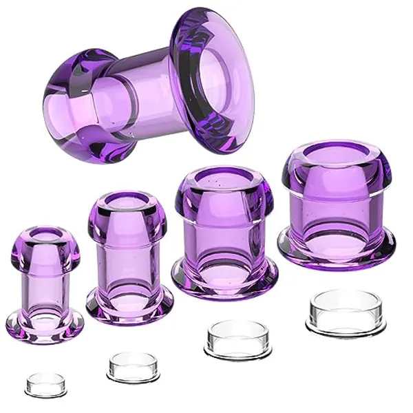 Hollow Tunnel Butt Plug with Matched Stopper Anal Plug Thread Butt Plug Sex Toys, 4PCS Butt Plugs Training Set for Beginners Advanced Users Adult Sex Toy