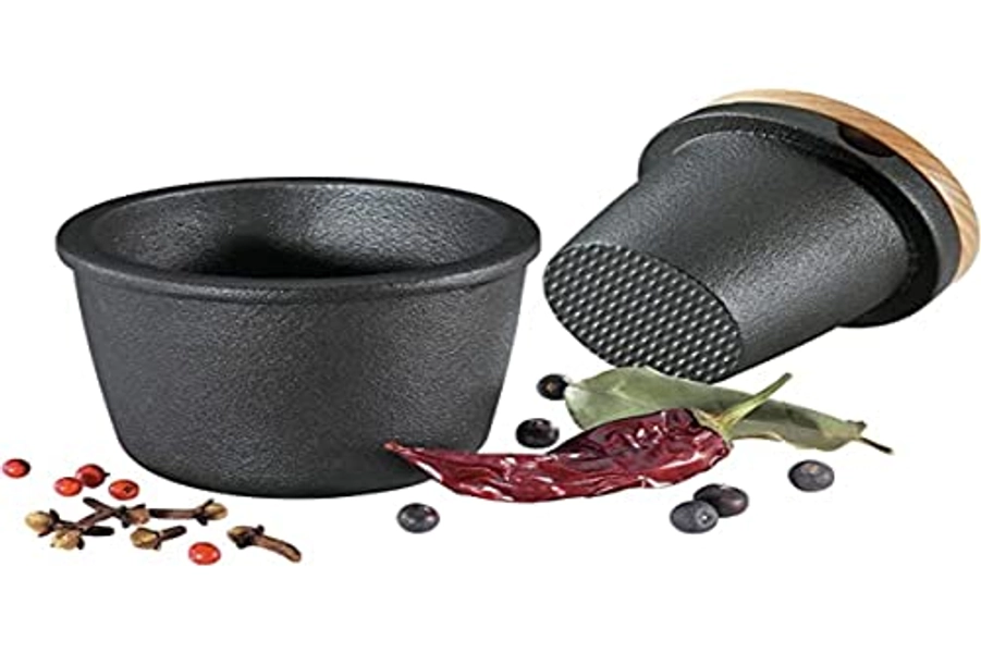 Zassenhaus Cast Iron Spice Grinder Set with Beech Wood Lid, Spice Mill, Herb and Seed Grinder, 3 Inches (Black)