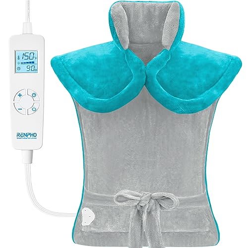 RENPHO Heating Pads for Neck and Shoulders and Back, FSA HSA Items Only List, Electric Heat Pad with Auto Shut Off, Birthday Valentines Day Gifts, Weighted Heating Pad for Back Pain Relief, Gray Green - Green Gray-24"x33''