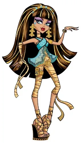 DokiDoki Anime Monster High Cosplay Cleo De Nile Wig Long Straight Black Yellow Hair | Cleo De Nile-PRESALE
