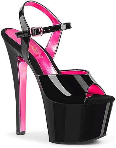 Pleaser SKY-309TT - 42 EU - Black Pat/Black-neon H. Pink