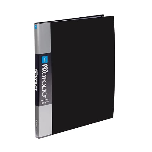 [1 SKETCH] Itoya Original Art ProFolio 8.5x11 Black Art Portfolio Binder with Plastic Sleeves with 48 Pages - Portfolio Folder for Artwork with Clear Sheet Protectors - Presentation Book for Art Display