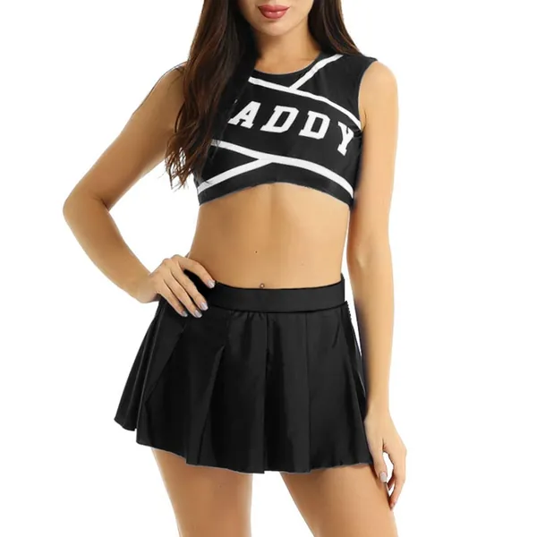 ACSUSS Womens Daddys Girl Costume Cheer Leader Uniform Dress Cheerleading Schoolgirl Outfits