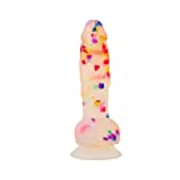 Pure Love 7.5" Confetti Clear Silicone Dildo With Suction Cup, Harness Compatible Adult Sex Toy