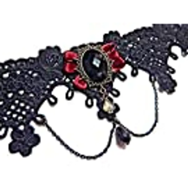Queen of Spades Wide lace Black Burgundy Bronze Choker Gothic Victorian Necklace XS Collar