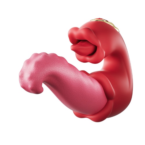 Twin Rose Thrusting G Spot Vibrator - Tongue Teasing & Vibrating | red