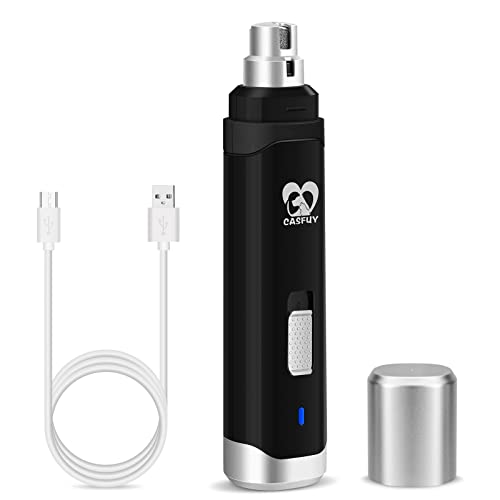 Casfuy Dog Nail Grinder Upgraded - Professional 2-Speed Electric Rechargeable Pet Nail Trimmer Painless Paws Grooming & Smoothing for Small Medium Large Dogs & Cats (Black) - D-Black