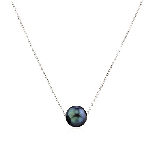 Genuine Black Pearl and Silver Necklace