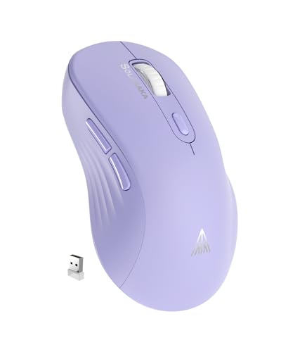 SOLAKAKA SM66 Purple Silent Dual Mode Wireless Mouse for Laptop, Adjustable 4800 DPI,Rechargeable Computer Mouse for Bluetooth and Wireless Connection - purple