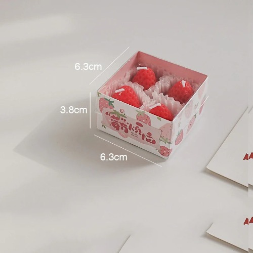 Cute Strawberry Aromatherapy Scented Candle Made with Soybean Wax - 4 Pcs-Red