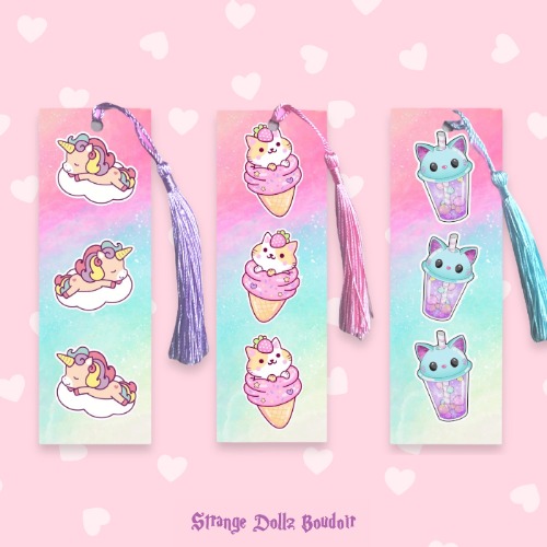 Set of 3 bookmarks, kawaii stationery, Strange Dollz Boudoir