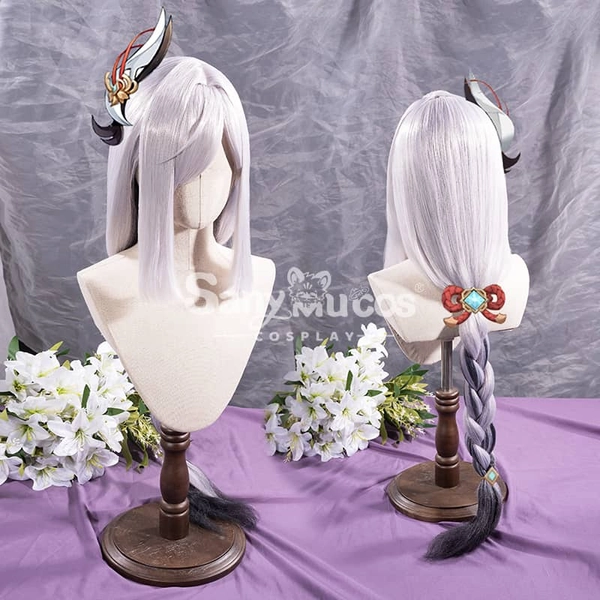 【In Stock】Game Genshin Impact Shenhe Long Highlight Grey Blue Gradient Cosplay Wig