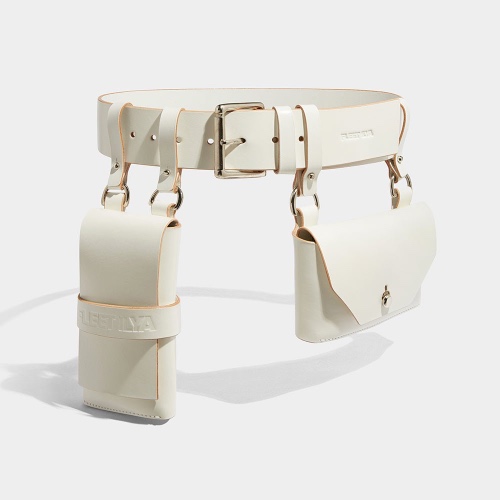 DOUBLE POCKET BELT IVORY | Ivory / Gold Plated / S