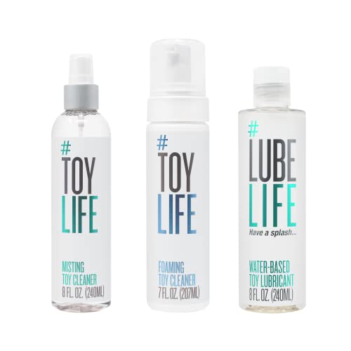 Toy Life O-Town + Hose Down Pack, Foaming Toy Cleaner 7 Fl Oz, Misting Toy Cleaner 8 Fl Oz, Water-Based Toy Lubricant 8 Fl Oz, A Little Me-Time for Men, Women, and Couples