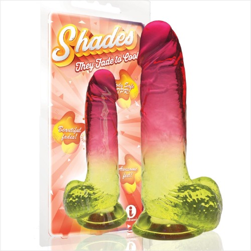 Icon Brands - Shades - Large 8 Inch Jelly TPR Gradient Dildo Pink and Yellow | Default Title