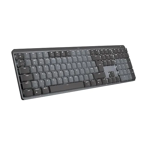 Logitech MX Mechanical Wireless Illuminated Performance Keyboard, Tactile Quiet Switches, QWERTY UK English Layout - Grey - Graphite - Full Size - Keyboard
