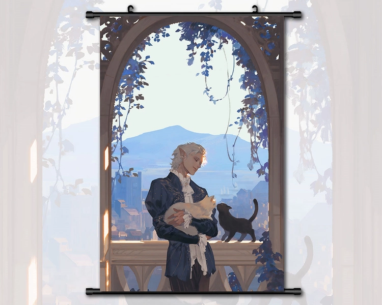 Anime Scroll Painting Baldur's Gate 3 Astarion Wall Art Hanging Poster Home Decor