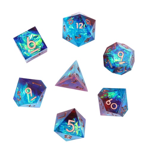 DollaTek Upscale Resin Transparant Dnd dobbelstenen set Polyhedral Dice rpg dobbelstenen dados rol D4 D6 D8 D10 D12 D20 Dice Set - rood en blauw