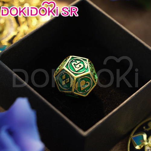 Aventurine Metal Dice Green