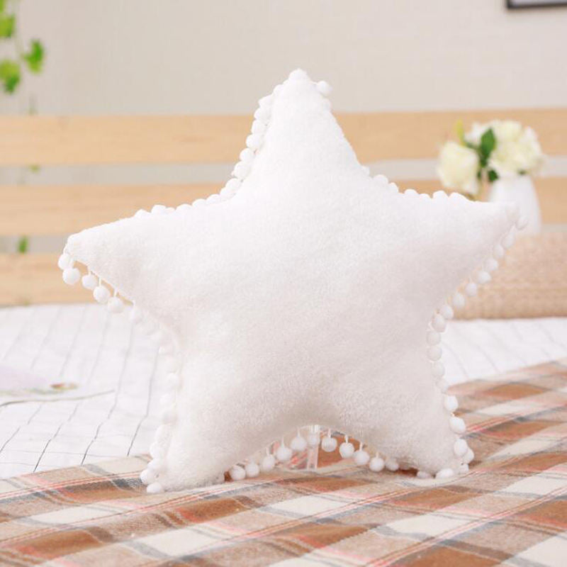 Nordic Cloud Plush Pillow: Pink/White - White star