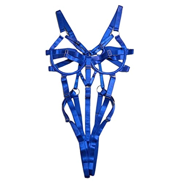 Women's Sexy Lace Up Teddy Lingerie Bodysuit Leather Lingerie Bobydoll Bodysuit