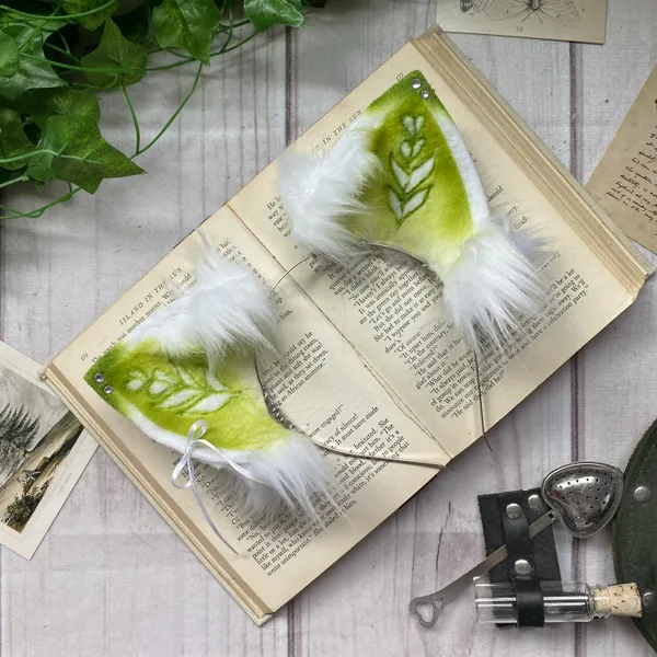 Matcha Latte Cat Faux Fur Ears | Cosplay Costume Ears