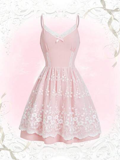 Sweetness Contrast Lace Cami Dress | SHEIN