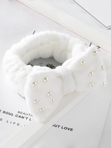 1pc Pearl Decor Bath Headband