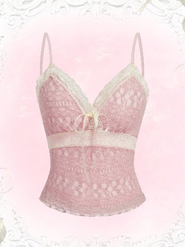 ROMWE Sweetness Contrast Lace Cami Top