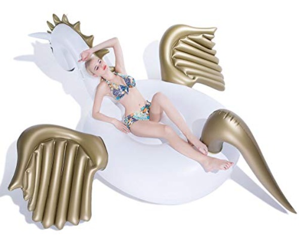 Jasonwell Giant Inflatable Pegasus Pool Float with Fast Valves Summer Beach Swimming Pool Party Lounge Raft Decorations Toys for Adults & Kids 98.4 x 98.4 x 54.2-Inch - Pegasus