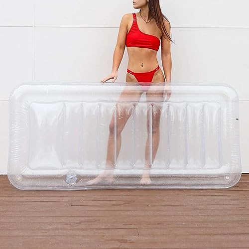 Clear Lounger by LÔTELI - Transparent Inflatable Chaise Pool Float for Adults & Kids - Minimal Aesthetic for Pool Parties, Summer Fun & Ultimate Relaxation - Durable & Easy to Inflate - Cup Holder - 1 Pack