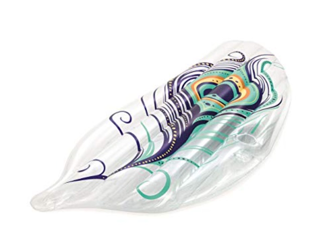 H2OGO! Peacock Feather Lounge Pool Lake Inflatable Summer Party Ride-On Float w/Heavy-Duty Handles