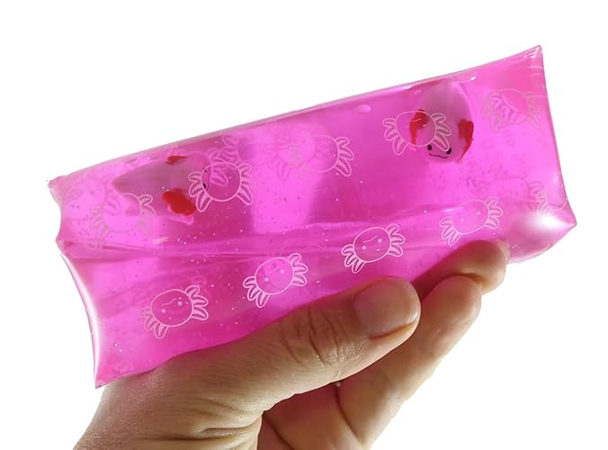 1 Jumbo Axolotl Animal Water Filled Tube Snake Stress Toy - Squishy Slippery Wiggler Sensory Fidget Ball (Random Color)