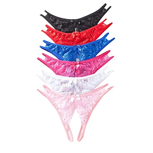 Justgoo Womens Sexy Thongs No Show Panties Underwear Low Rise T-Back Underpants Pack of 6
