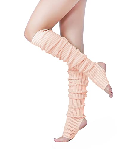 v28 Long Leg Warmer, Women’s Men 80s Party Ribbed Knit Dance Sports - Hole71-pink