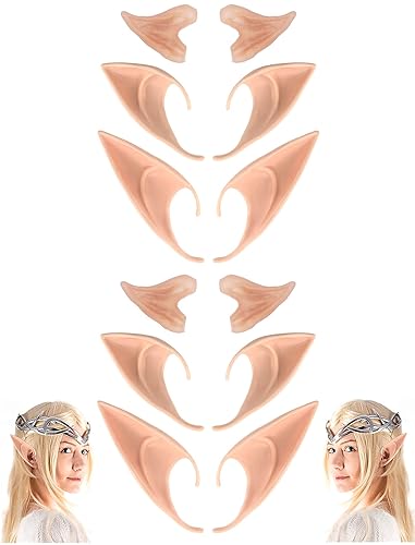 CEDAR BRIGHT Cosplay Fairy Pixie Elf Ears - Party Dress Up,Costume Masquerade Accessories for Halloween Christmas(6 Pairs) - 6 Pairs