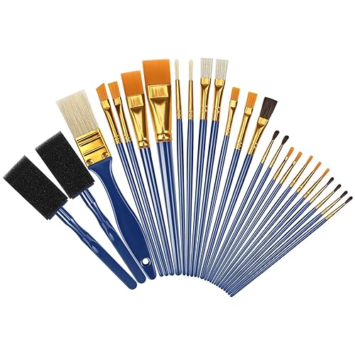 Halobios 25 Pcs Paint Brushes Set, Acrylic Painting Brushes for Children Beginners, Artist Painting Kits for Acrylic Oil Watercolor - 25pcs Paint Brushes