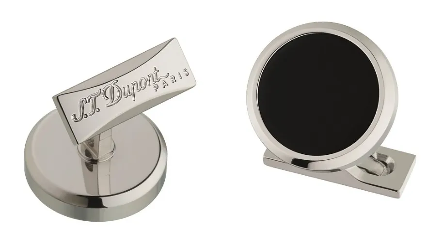 ST Dupont Black & Palladium Round Cufflinks 
