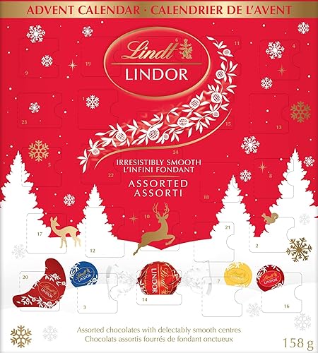 Lindt LINDOR Assorted Chocolate Advent Calendar, 158 Grams