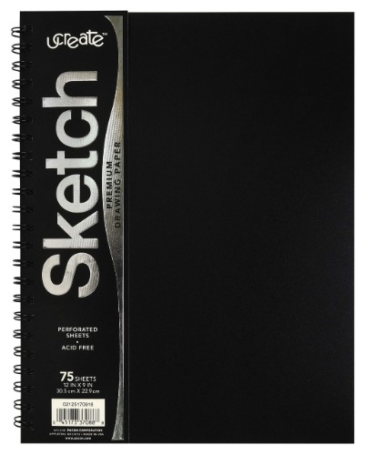 UCreate Poly Cover Sketch Book, Heavyweight, Unruled 12" x 9", 75 Sheets