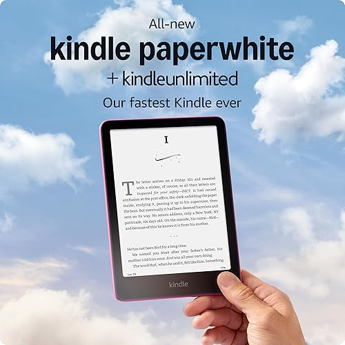 All-new Amazon Kindle Paperwhite (16 GB) – Our fastest Kindle ever, with new 7" glare-free display, and weeks of battery life – Without lockscreen ads – Raspberry + 3 Months Free Kindle Unlimited (with auto-renewal) - Raspberry - With 3 months free Kindle Unlimited - Without Lockscreen Ads