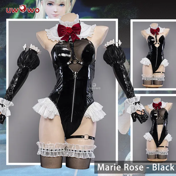 【In Stock】Uwowo Dead or Live DOA XVV Marie Rose Summer Swimsuit Black Sheer Bodysuit Cosplay Costume - 【In Stock】XXL