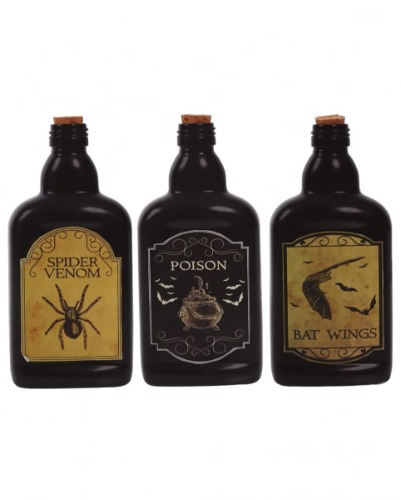 Horror-Shop Antike Giftflasche Halloween Deko 19 cm Black,brown,beige