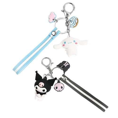 Kuromi Schlüsselanhänger Frau Pom Pom Purin Cinnamoroll Bad Badtz Maru Niedlicher Cartoon Neuheit PVC Anhänger Schmuck - Blau / Schwarz